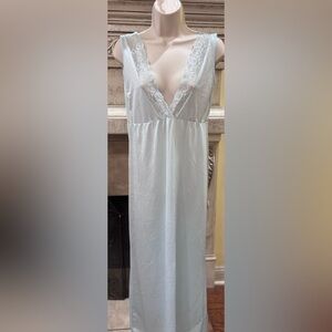 Vintage Baby Blue Sheer Full Length Nightgown Size Small
